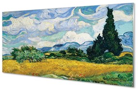 Pannello paraschizzi cucina Campo di grano con cipressi di Vincent van Gogh 100x50 cm