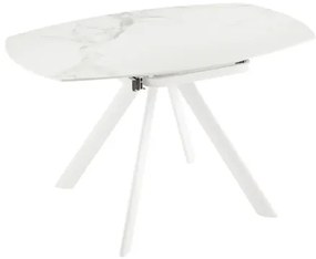 Tavolo in pietra effetto marmo Bianco ROUND con piano girevole D135 cm