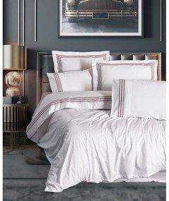 Set copripiumino e federa bianco in cotone renforcé per letto matrimoniale ed esteso 240x220 cm Red Heritage Lines – Mila Home Luxury