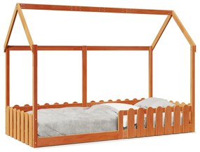 Giroletto Casetta Bambini Marrone Cera 90x190 Cm Massello Pino /