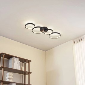 Plafoniera a LED Evengeline Lindby, Nero, Soggiorno / Sala da pranzo, Alluminio, Moderno, Plafoniera LED