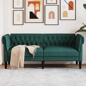 Divano Chesterfield A 2 Posti Verde Scuro İn Tessuto /