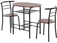 EasyComfort Set Tavolo Moderno con 2 Sedie per Sala da Pranzo, Set 3 Pezzi Mobili Salvaspazio da Cucina, Balcone, Ristorante o Bar, Marrone e Nero