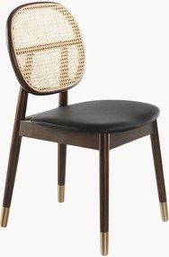 Set di 2 sedie da pranzo con seduta in ecopelle e schienale in rattan Daria