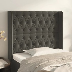 Testiera Ad Orecchio Grigioscuro 103x16x118/128cm İn Velluto /