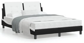 Letto con materasso nero e bianco 120x200 cm in similpelle