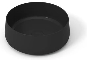 Lavabo da appoggio Wave OLYMPIA CERAMICA tondo 40cm in ceramica nero lucido piletta non inclusa