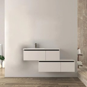 Mobile bagno sfalsato 140 cm sospeso bianco lucido Mod. Slide