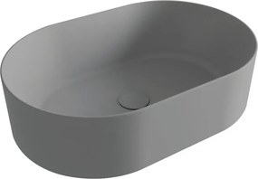 Lavabo da appoggio OLYMPIA CERAMICA Open ovale in ceramica L 60 x H 16 x P 40 cm grigio piletta non inclusa