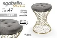 Sgabello trendy grigio con struttura oro cm 35 x 47 h