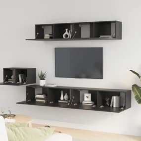 Set di mobili porta tv 5 pz nero in legno multistrato