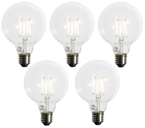 Set di 5 Lampadine LED dimmerabili E27 G95 5W 450LM 3000K