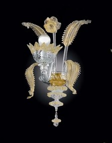 Applique 1 luce cristallo/oro in vetro di Murano-86/A1- Vetrilamp