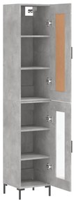 Credenza grigio cemento 34,5x34x180 cm in legno multistrato