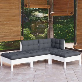 Set divani da giardino 4 pz con cuscini in massello di pino