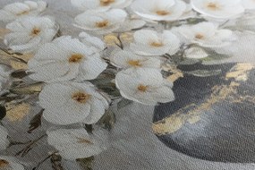 Stampa su tela – Rami di fiori in vaso nero