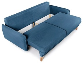 Divano letto in velluto a coste blu 218 cm Tori - Bonami Selection