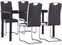 Set Sala da Pranzo 5 pz in Similpelle Marrone 3053030