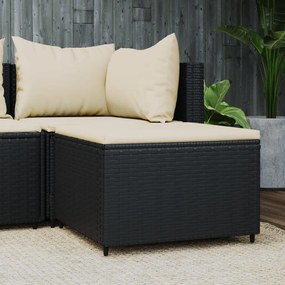 Poggiapiedi Da Giardino Con Cuscino İn Polyrattan Nero /