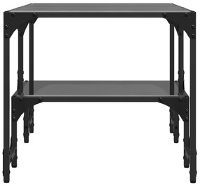 Tavolino con piano in vetro nero 98,5x50x45 cm acciaio