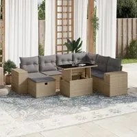 Set Divano da Giardino 8 pz con Cuscini Beige in Polyrattan 3275319