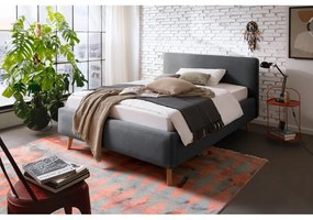 Letto matrimoniale imbottito color antracite con contenitore con rete inclusa 140x200 cm Mattis – Meise Möbel