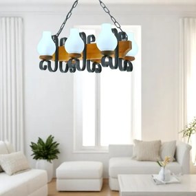 Brilagi - Lampadario a sospensione con catena QUEEN 6xE14/40W/230V faggio/noce