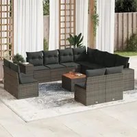 Set Divani da Giardino 12 pz con Cuscini Grigio in Polyrattan 3225507