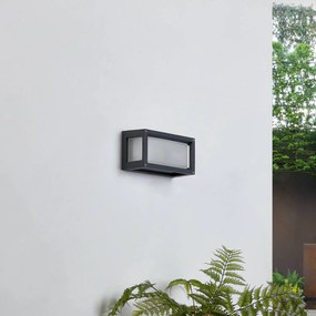 Applique da esterno Lucande Aurelien, grigio, alluminio, altezza 12,5 cm