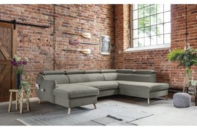 Divano letto angolare in velluto grigio chiaro a "U" (angolo destro) Sweet Harmony - Miuform