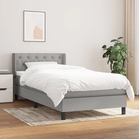 Giroletto A Molle Con Materasso Grigio Chiaro 80x200 Cm Tessuto /