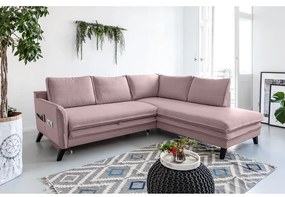 Divano letto angolare rosa cipria L, angolo destro Charming Charlie - Miuform