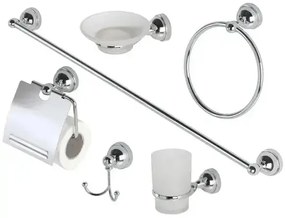 Set 6 accessori bagno cromo e vetro