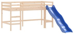 Letto soppalco con scivolo bambini 80x200cm legno massello pino