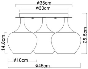 Globo 15548-3DG - Lampadario a plafone MAXY 3xE27/40W/230V rame