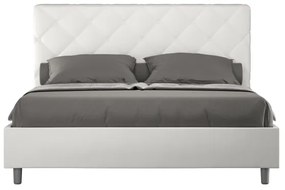 Letto matrimoniale senza rete imbottito 160x210 similpelle bianco Priya