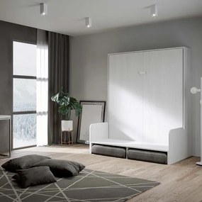 Letto matrimoniale a scomparsa 160 cm Bianco Frassino KENTARO SOFŔ