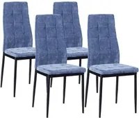 Set 4 Sedie 42x52x98 cm in Tessuto Milano Blu