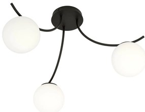 Lampadario da Soffitto in Acciaio e Vetro BOSTON 3 Nero 3xE14