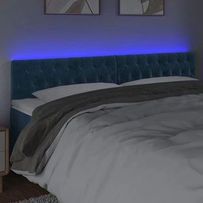 Testiera a led blu scuro 200x7x78/88 cm in velluto
