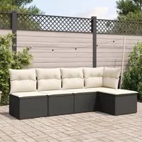 Set Divani da Giardino 5 pz con Cuscini in Polyrattan Nero 3249355