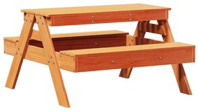 Tavolo picnic bambini marrone cera 88x97x52 cm massello pino
