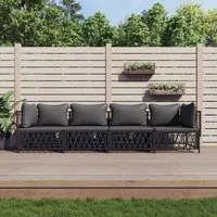 Set Salotto da Giardino 4 pz con Cuscini in Acciaio Antracite 3186821