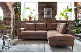 Divano letto angolare in similpelle marrone (angolo destro) Lofty Lilly - Miuform