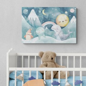 Stampa su tela – Per bambini: animali nel paesaggio innevato