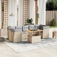 Set Divano da Giardino 8 pz con Cuscini Beige in Polyrattan 3270702