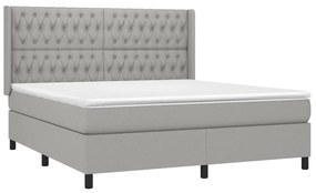 Letto a molle materasso e led grigio chiaro 180x200 cm tessuto