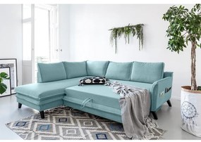 Divano letto angolare azzurro L, angolo sinistro Charming Charlie - Miuform