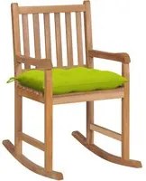 Sedia a Dondolo con Cuscino Verde Brillante in Legno di Teak cod mxl 52399