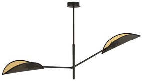 Lampadario 2 Luci Eridano In Acciao Nero E Oro Con Bracci Mobili